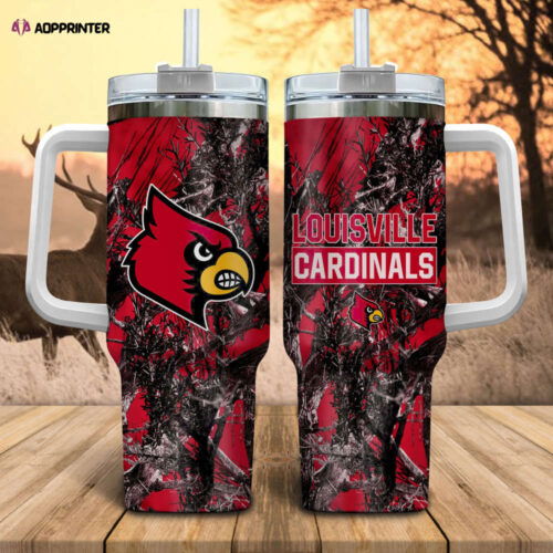 Cart 4 Louisville Cardinals NCAA Hunting Personalized Stanley Tumbler 40oz Gift for Fans