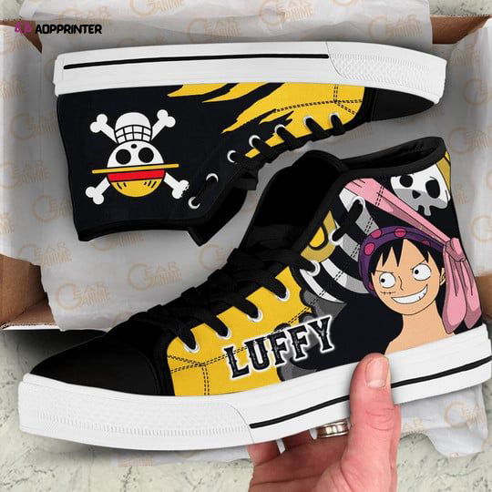 Luffy Emblem Custom Canvas High Top Shoes For Fans One Piece Anime Luffy Emblem Custom Canvas High Top Shoes For Fans One Piece Anime