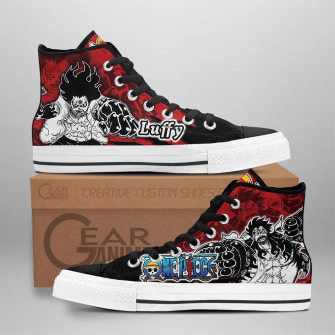 Luffy Gear High Top Shoes Mix Manga For Fans One Piece Anime