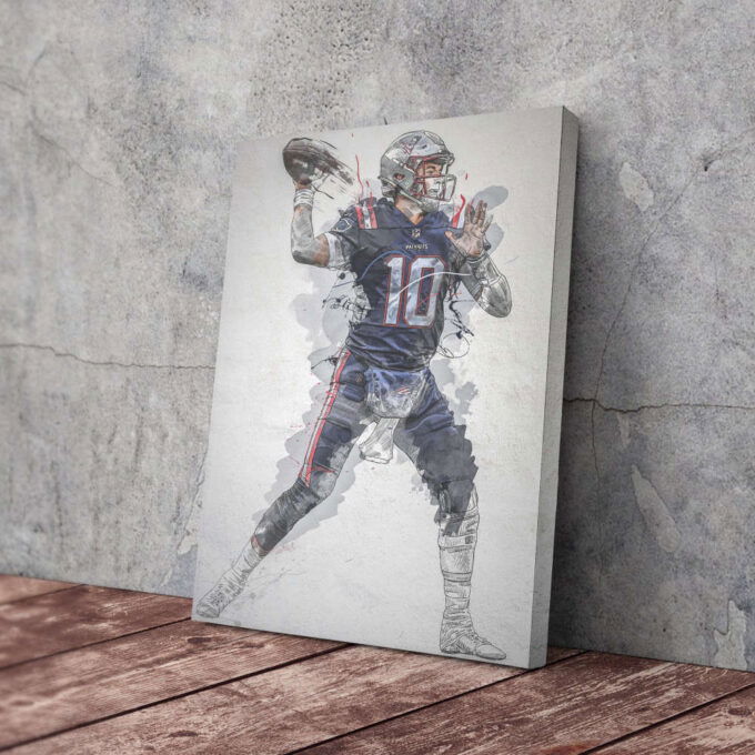 Mac Jones Poster New England Patriots NFL Framed Wall Art Home Decor Canvas Print Artwork