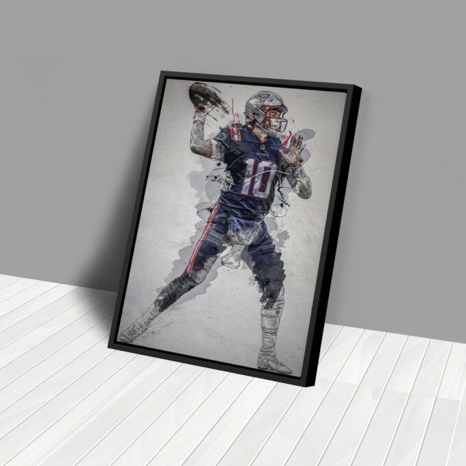 Mac Jones Poster New England Patriots NFL Framed Wall Art Home Decor Canvas Print Artwork