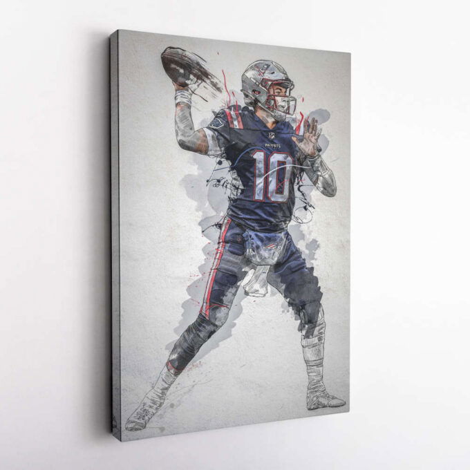 Mac Jones Poster New England Patriots NFL Framed Wall Art Home Decor Canvas Print Artwork