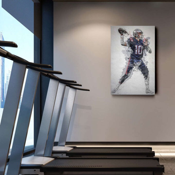 Mac Jones Poster New England Patriots NFL Framed Wall Art Home Decor Canvas Print Artwork