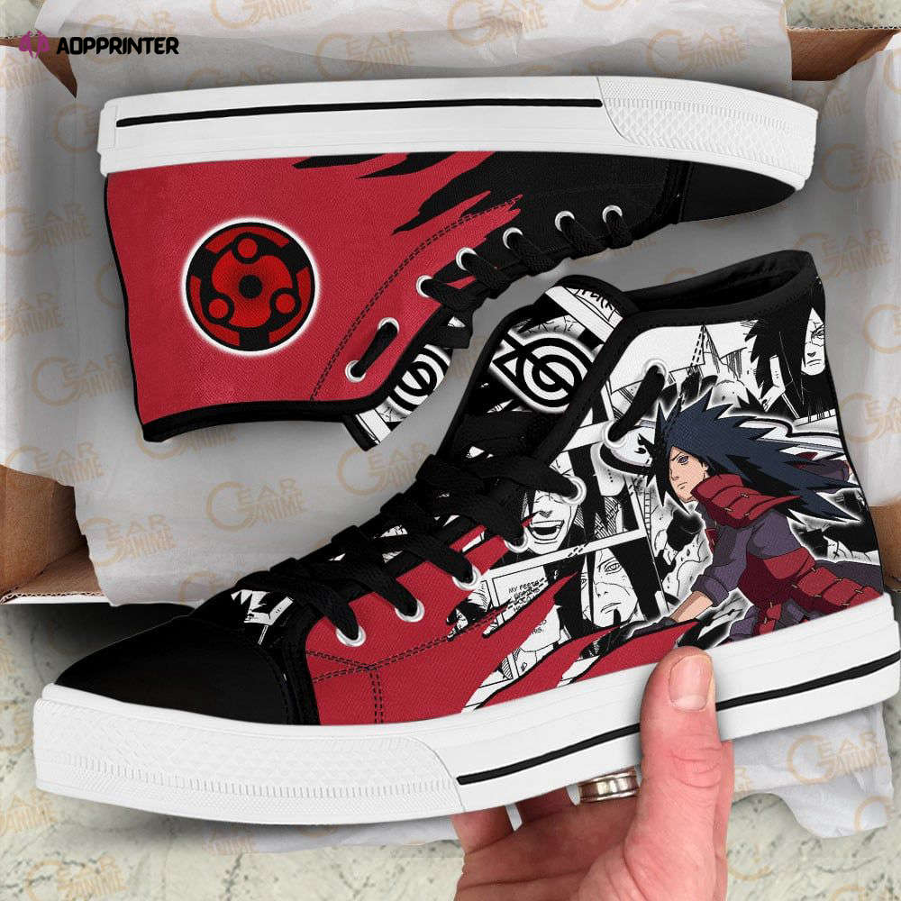 Madara Uchiha Emblem High Top Shoes Custom Naruto Anime For Fans Madara Uchiha Emblem High Top Shoes Custom Naruto Anime For Fans