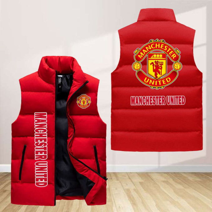Manchester United Sleeveless Puffer Jacket Custom For Fans Gifts