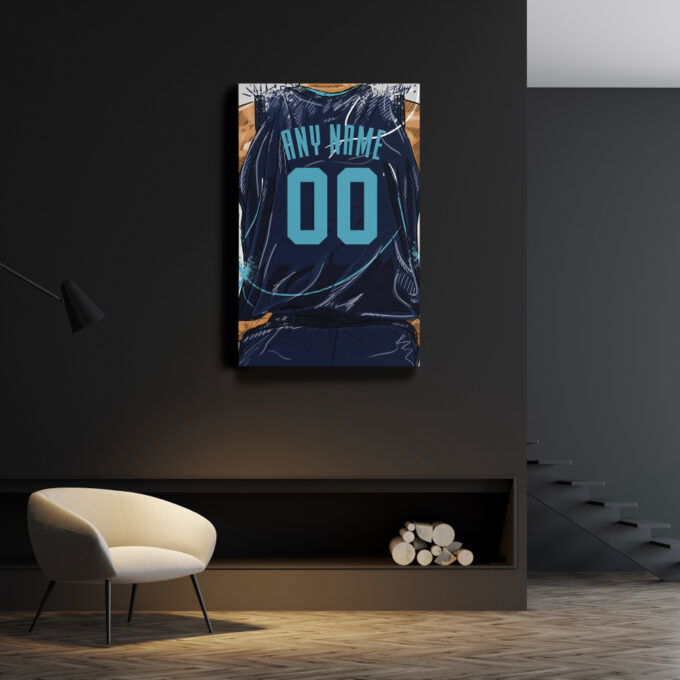 Memphis Grizzlies Jersey Personalized Jersey NBA Custom Name and Number Canvas Wall Art Home Decor Framed Poster Man Cave Gift