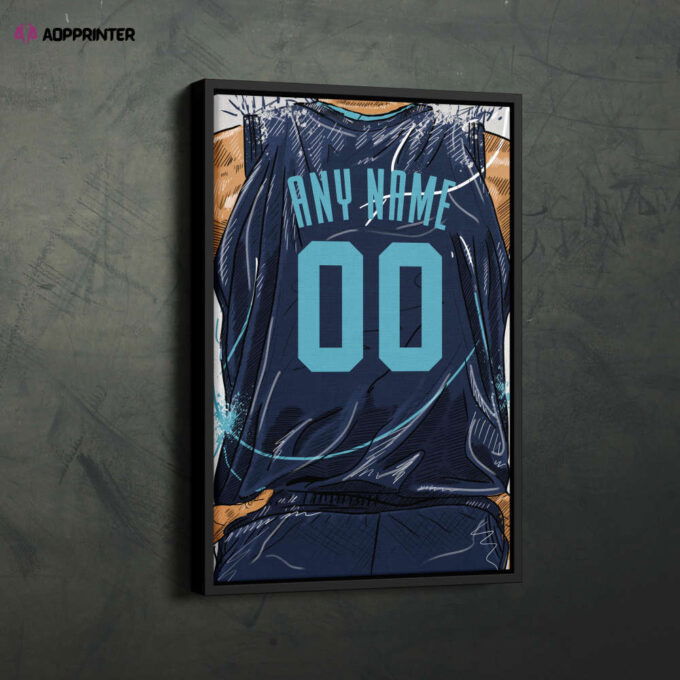 Memphis Grizzlies Jersey Personalized Jersey NBA Custom Name and Number Canvas Wall Art Home Decor Framed Poster Man Cave Gift