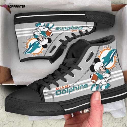 Cart 3 Miami Dolphins High Top Canvas Mickey Shoes Custom For Fans