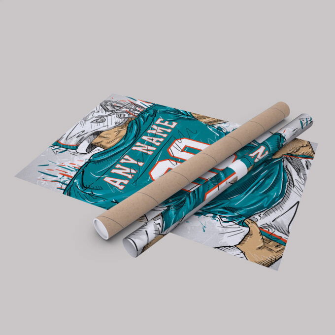 Miami Dolphins Jersey Personalized Jersey NFL Custom Name and Number Canvas Wall Art Home Decor Framed Poster Man Cave Gift