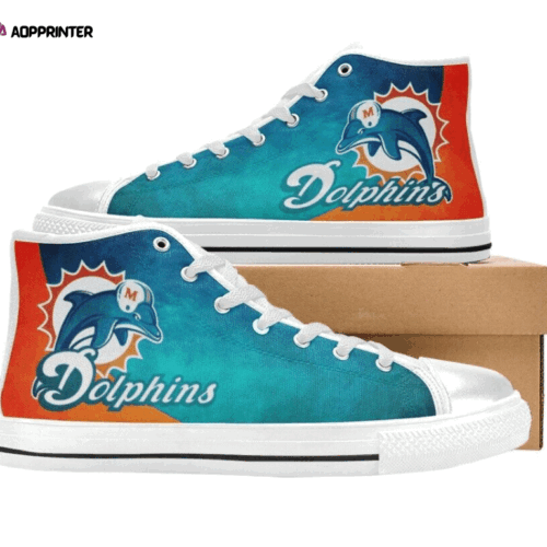 Cart 5 Miami Dolphins NFL Football Custom Canvas High Top Shoes