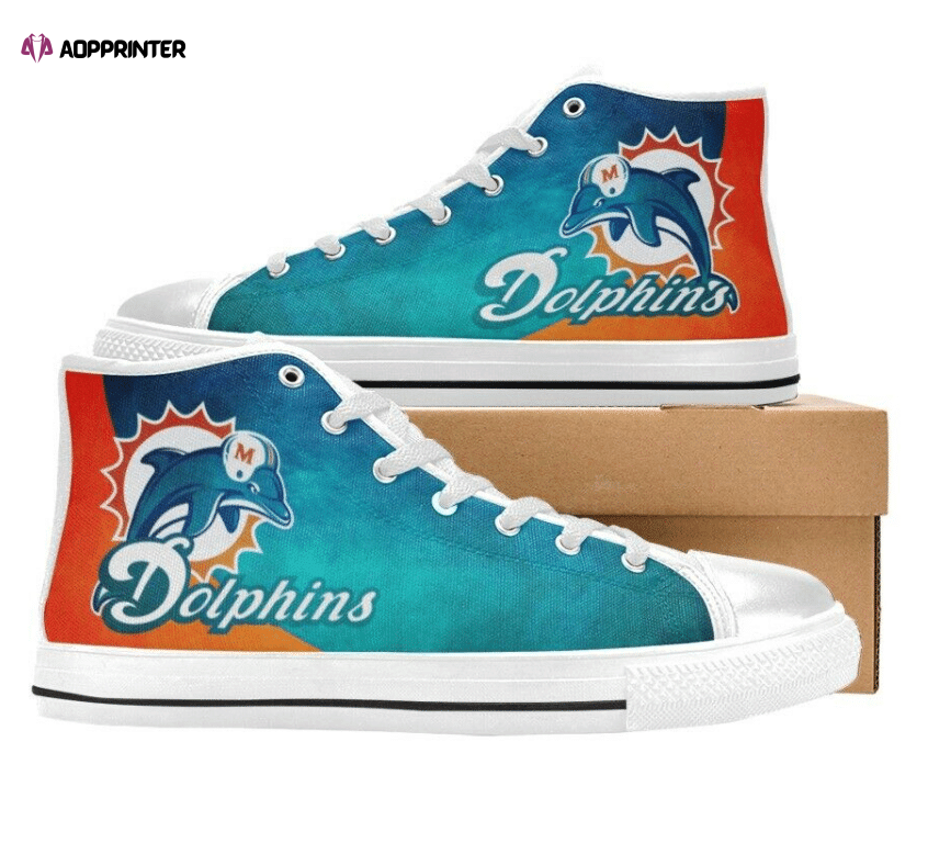 Miami Dolphins NFL Football Custom Canvas High Top Shoes Miami Dolphins NFL Football Custom Canvas High Top Shoes