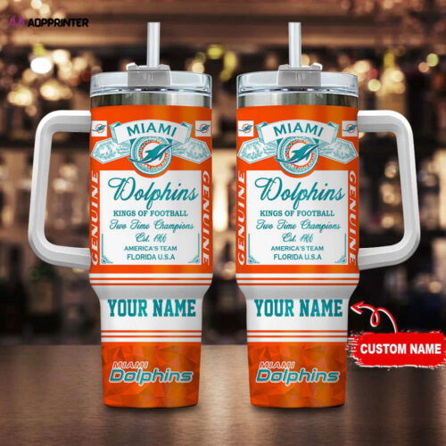 Cart 1 Miami Dolphins NFL Kings of Football Personalized Stanley Tumbler 40Oz Gift for Fans