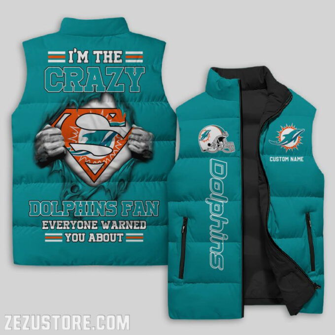 Miami Dolphins NFL Sleeveless Puffer Jacket Custom For Fans Gifts