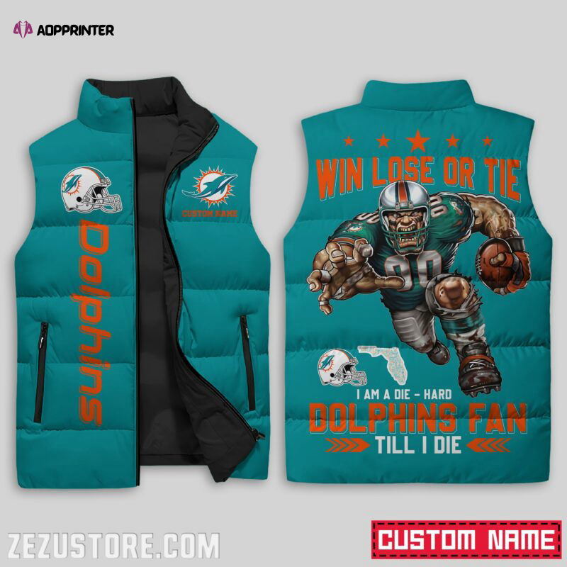 Miami Dolphins NFL Sleeveless Puffer Jacket Custom For Fans Gifts Miami Dolphins NFL Sleeveless Puffer Jacket Custom For Fans Gifts