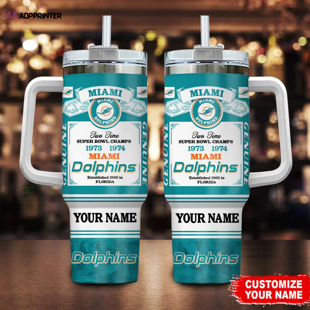 Miami Dolphins NFL Super Bowl Champs Pride Personalized Stanley Tumbler 40Oz Gift for Fans Miami Dolphins NFL Super Bowl Champs Pride Personalized Stanley Tumbler 40Oz Gift for Fans