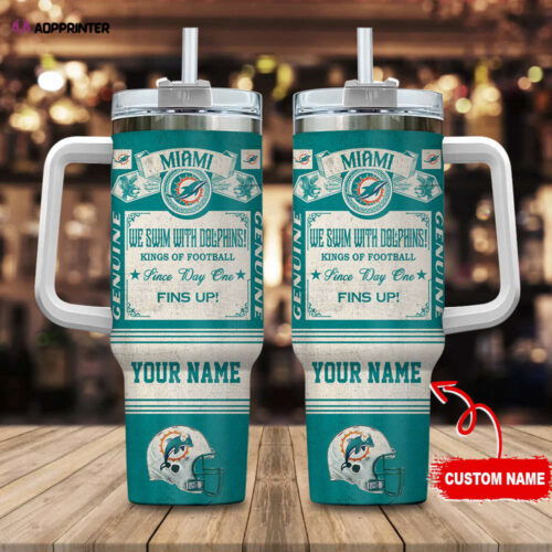 Miami Dolphins NFL Vintage King Of Football Custom Name 40oz Stanley Tumbler Gift for Fans