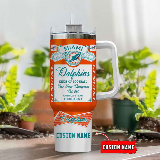 Miami Dolphins Personalized NFL Nutrition Facts 40oz Stanley Tumbler Gift for Fans