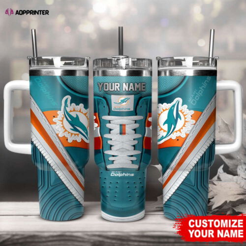 Cart 7 Miami Dolphins Sneaker NFL Personalized Stanley Tumbler 40Oz Gift for Fans