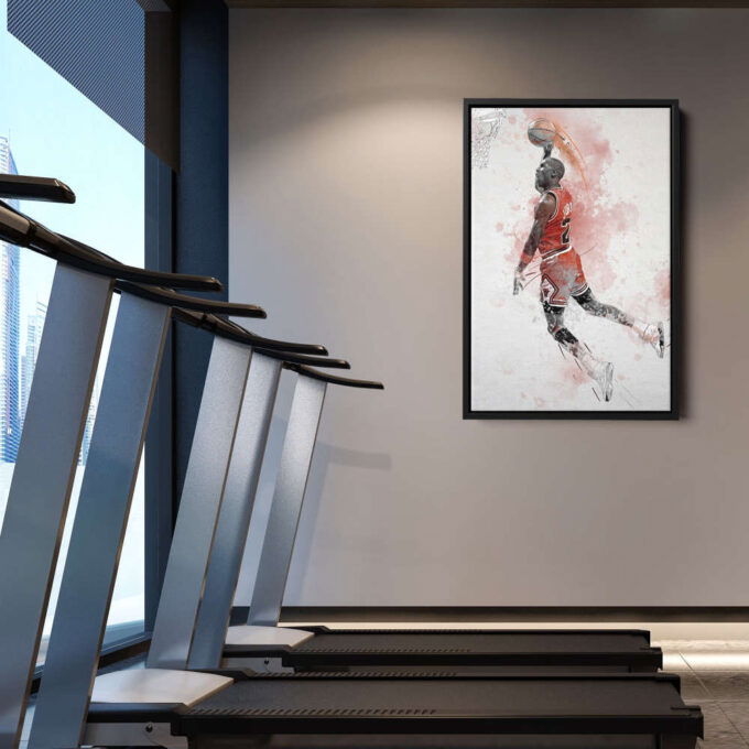 Michael Jordan Poster Dunk Chicago Bulls NBA Framed Wall Art Home Decor Canvas Print Artwork