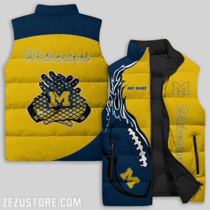 Michigan Wolverines NCAA Sleeveless Puffer Jacket Custom For Fans Gifts