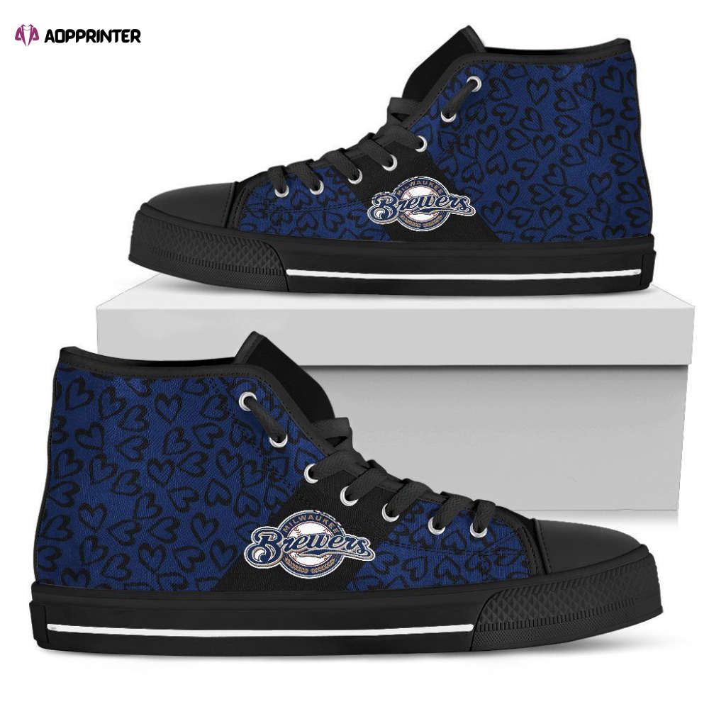 Milwaukee Brewers MLB Baseball Custom Canvas High Top Shoes Milwaukee Brewers MLB Baseball Custom Canvas High Top Shoes