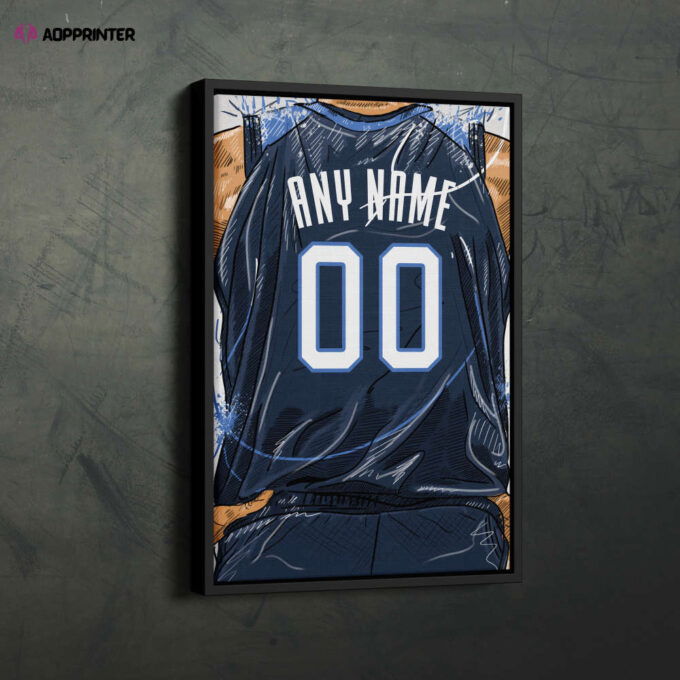 Minnesota Timberwolves Jersey Personalized Jersey NBA Custom Name and Number Canvas Wall Art Home Decor Framed Poster Man Cave Gift