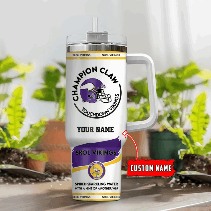 Minnesota Vikings Champion Claw NFL Personalized Stanley Tumbler 40Oz Gift for Fans