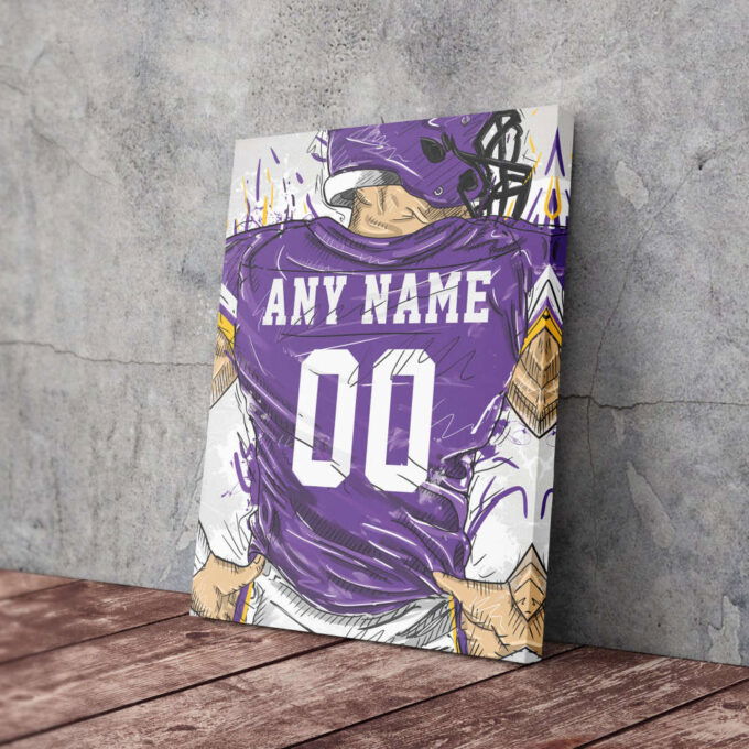 Minnesota Vikings Jersey Personalized Jersey NFL Custom Name and Number Canvas Wall Art Home Decor Framed Poster Man Cave Gift