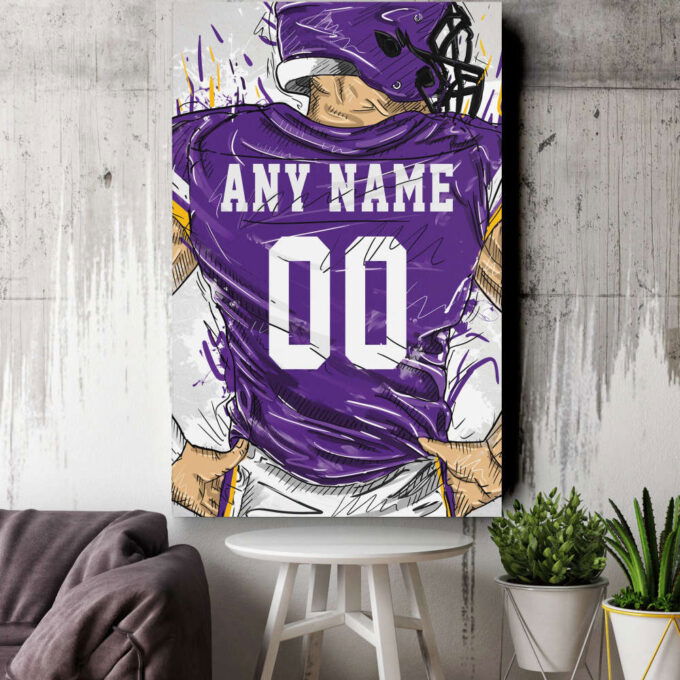 Minnesota Vikings Jersey Personalized Jersey NFL Custom Name and Number Canvas Wall Art Home Decor Framed Poster Man Cave Gift