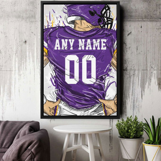 Minnesota Vikings Jersey Personalized Jersey NFL Custom Name and Number Canvas Wall Art Home Decor Framed Poster Man Cave Gift
