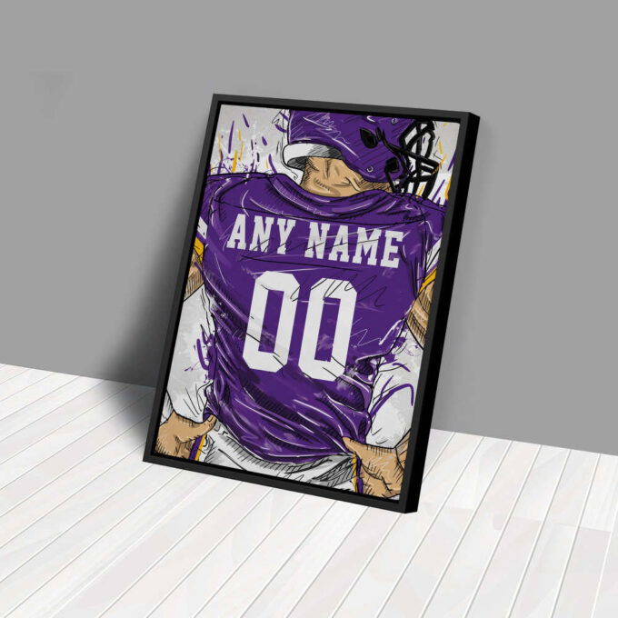 Minnesota Vikings Jersey Personalized Jersey NFL Custom Name and Number Canvas Wall Art Home Decor Framed Poster Man Cave Gift