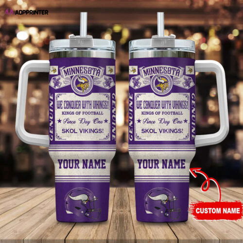 Cart 4 Minnesota Vikings NFL Vintage King Of Football Custom Name 40oz Stanley Tumbler Gift for Fans