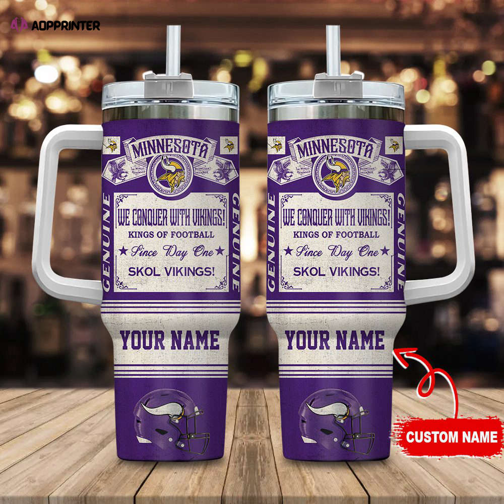 Minnesota Vikings NFL Vintage King Of Football Custom Name 40oz Stanley Tumbler Gift for Fans Minnesota Vikings NFL Vintage King Of Football Custom Name 40oz Stanley Tumbler Gift for Fans