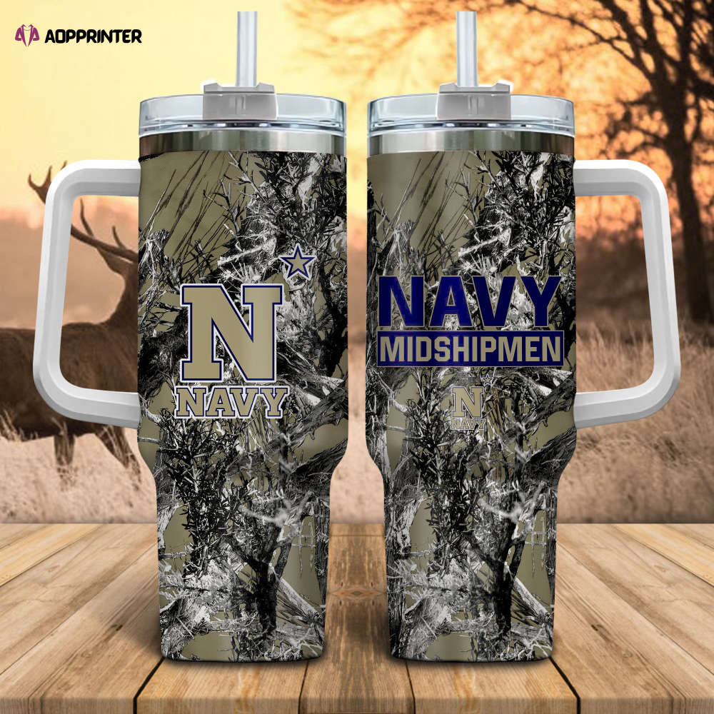 Navy Midshipmen NCAA Hunting Personalized Stanley Tumbler 40oz Gift for Fans Navy Midshipmen NCAA Hunting Personalized Stanley Tumbler 40oz Gift for Fans