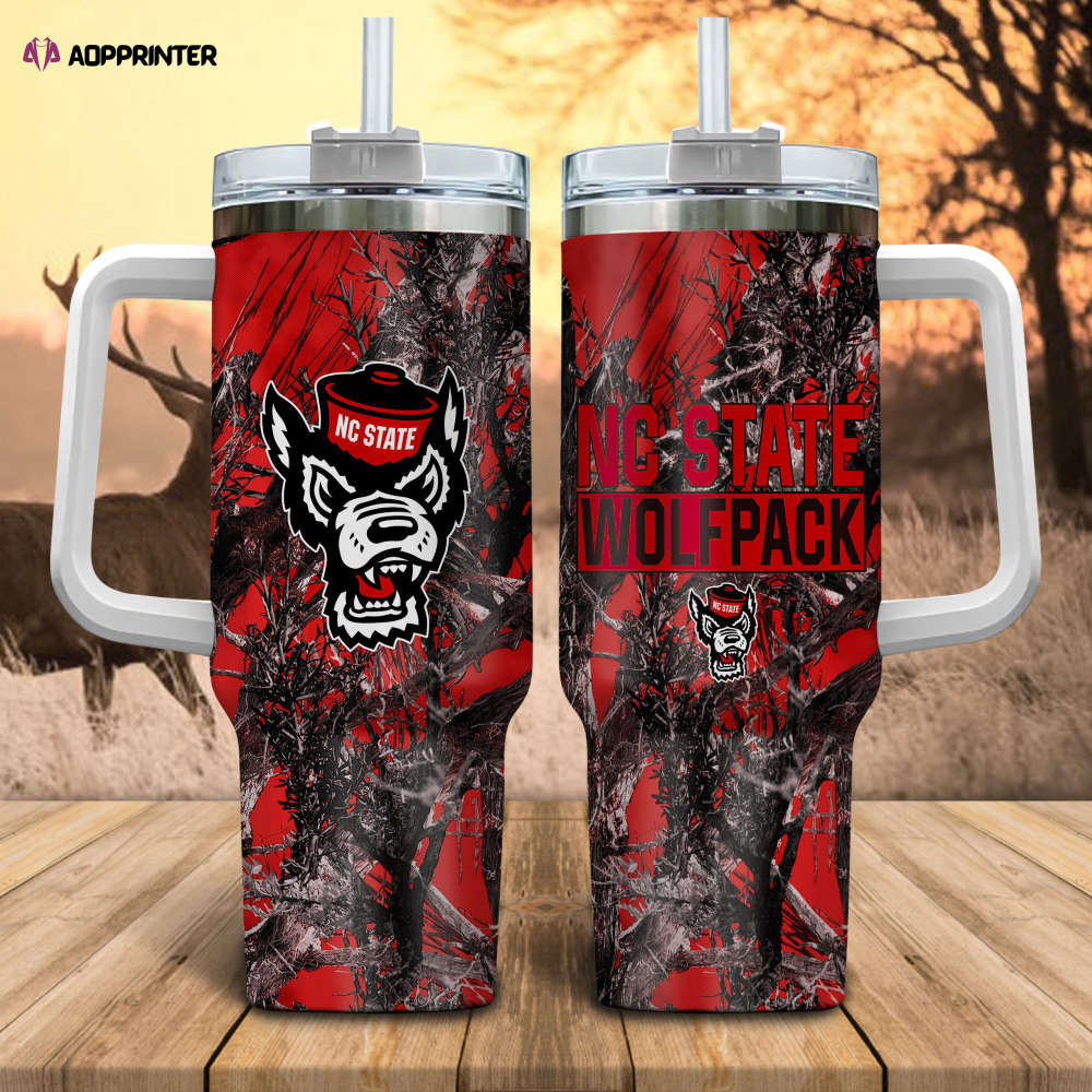 NC State Wolfpack NCAA Hunting Personalized Stanley Tumbler 40oz Gift for Fans NC State Wolfpack NCAA Hunting Personalized Stanley Tumbler 40oz Gift for Fans