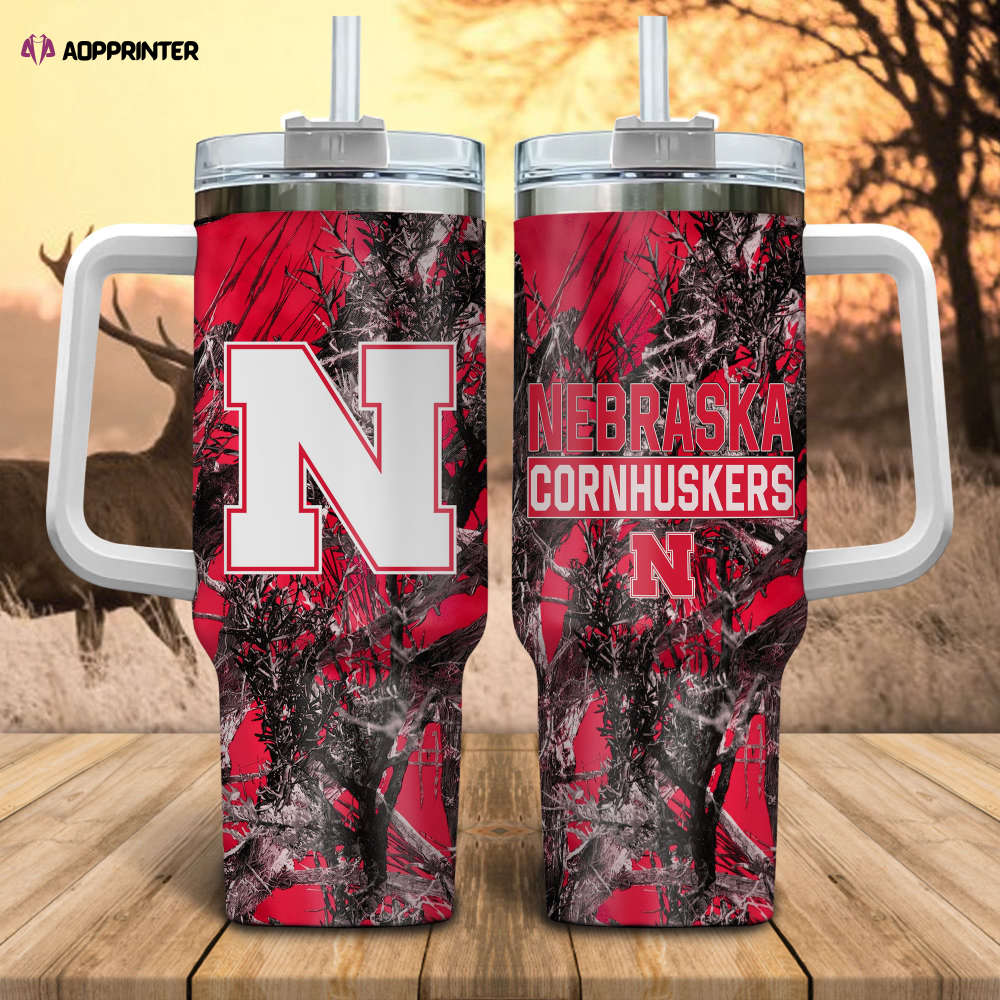 Nebraska Cornhuskers NCAA Hunting Personalized Stanley Tumbler 40oz Gift for Fans Nebraska Cornhuskers NCAA Hunting Personalized Stanley Tumbler 40oz Gift for Fans