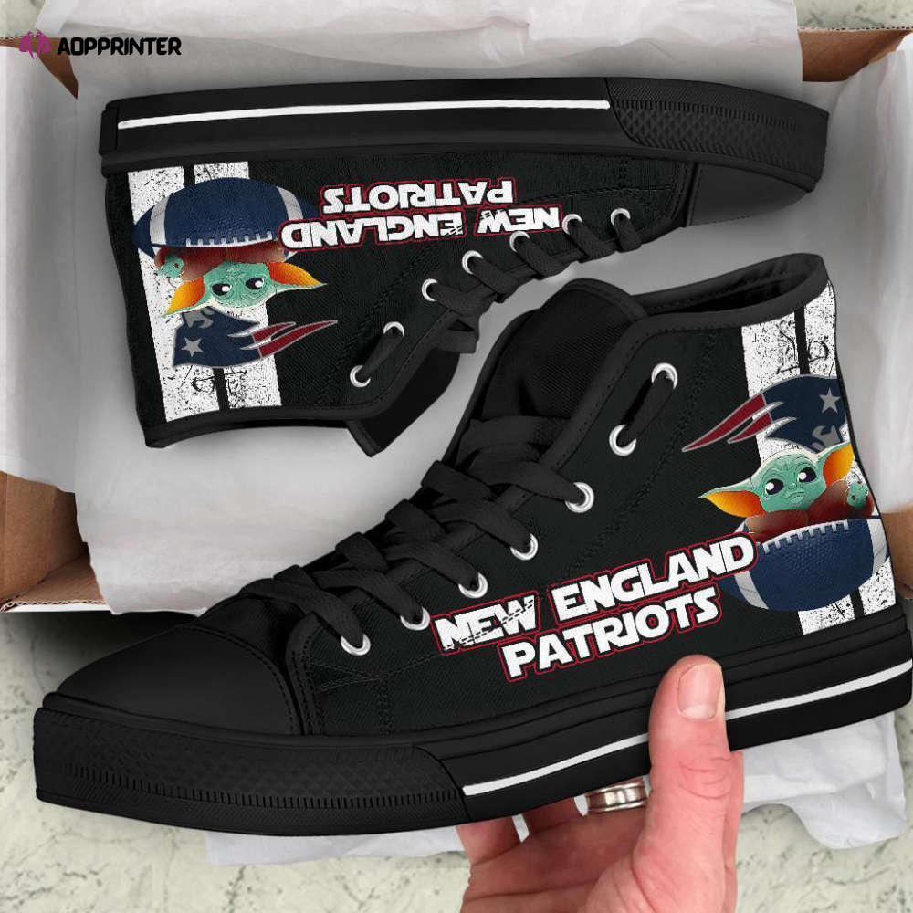 New England Patriots Baby Yoda Custom Canvas High Top Shoes New England Patriots Baby Yoda Custom Canvas High Top Shoes