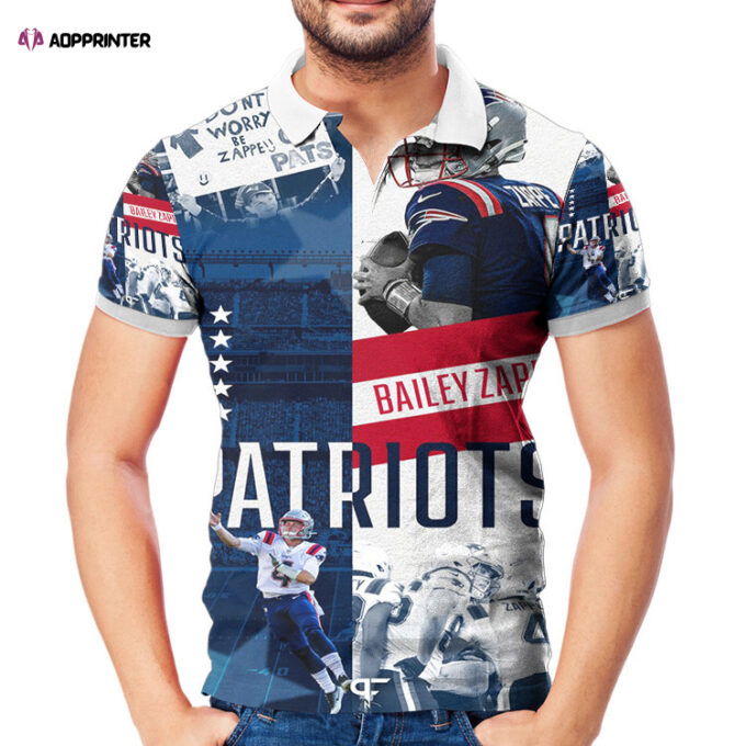 New England Patriots Bailey Zappe1 3D Gift for Fans Polo Shirt