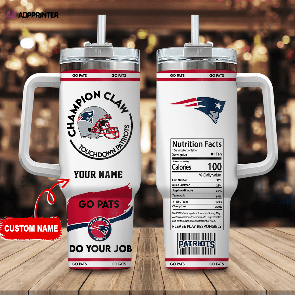 New England Patriots Champion Claw NFL Personalized Stanley Tumbler 40Oz Gift for Fans New England Patriots Champion Claw NFL Personalized Stanley Tumbler 40Oz Gift for Fans