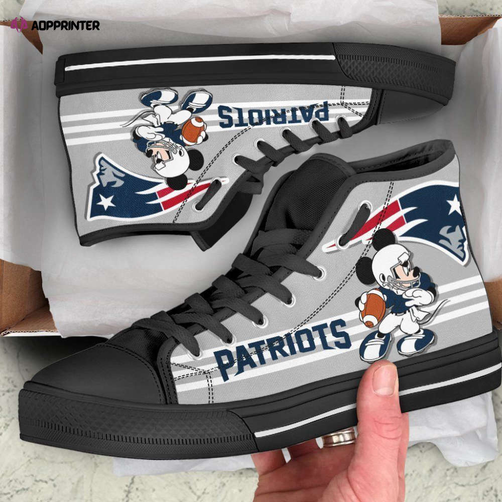 New England Patriots Custom Canvas High Top Shoes For Fans Mickey New England Patriots Custom Canvas High Top Shoes For Fans Mickey