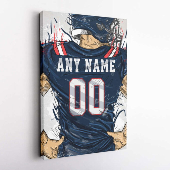 New England Patriots Jersey Personalized Jersey NFL Custom Name and Number Canvas Wall Art Home Decor Framed Poster Man Cave Gift