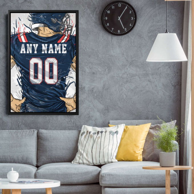 New England Patriots Jersey Personalized Jersey NFL Custom Name and Number Canvas Wall Art Home Decor Framed Poster Man Cave Gift