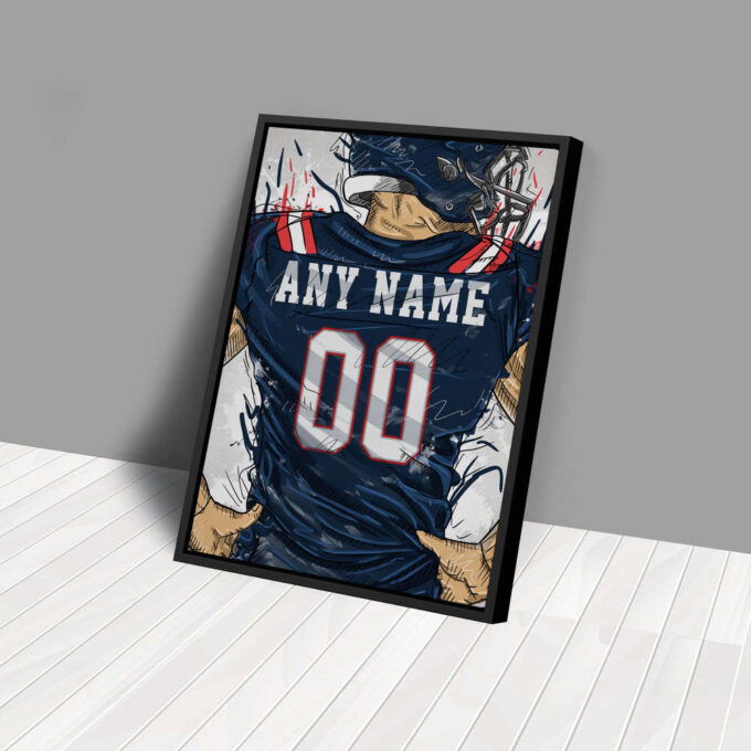New England Patriots Jersey Personalized Jersey NFL Custom Name and Number Canvas Wall Art Home Decor Framed Poster Man Cave Gift