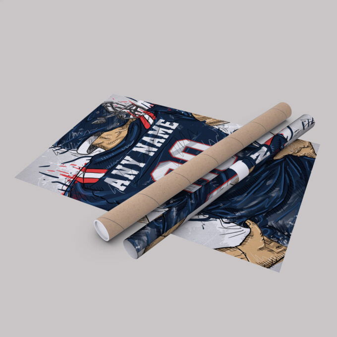 New England Patriots Jersey Personalized Jersey NFL Custom Name and Number Canvas Wall Art Home Decor Framed Poster Man Cave Gift