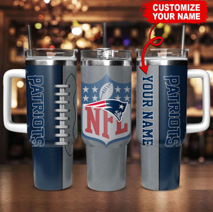 New England Patriots NFL Football Custom Name 40oz Stanley Tumbler Gift for Fans
