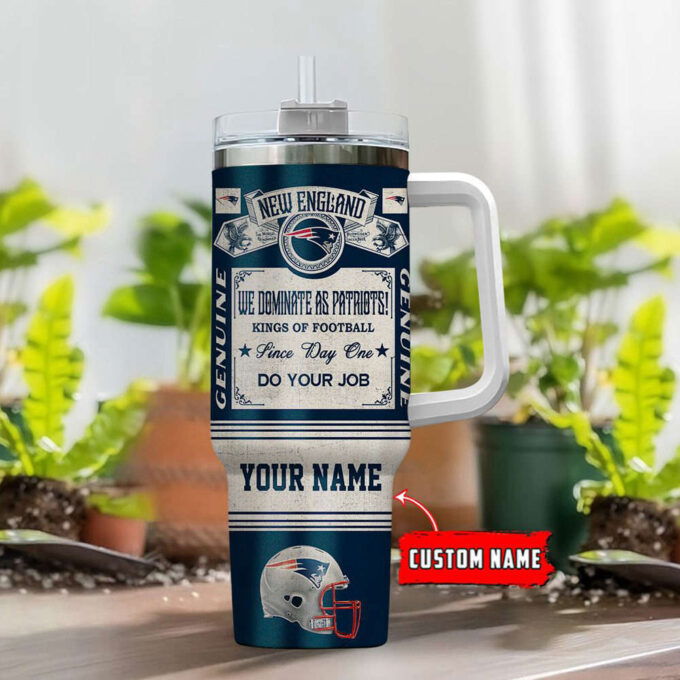 New England Patriots NFL Vintage King Of Football Custom Name 40oz Stanley Tumbler Gift for Fans