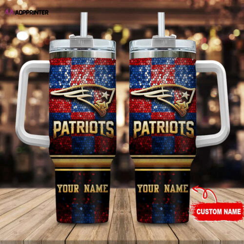 Cart 3 New England Patriots Personalized NFL Glitter 40oz Stanley Tumbler Gift for Fans