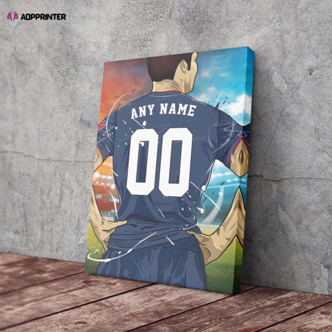 New England Revolution Jersey Soccer Personalized Jersey Custom Name and Number Canvas Wall Art Home Decor Framed Poster