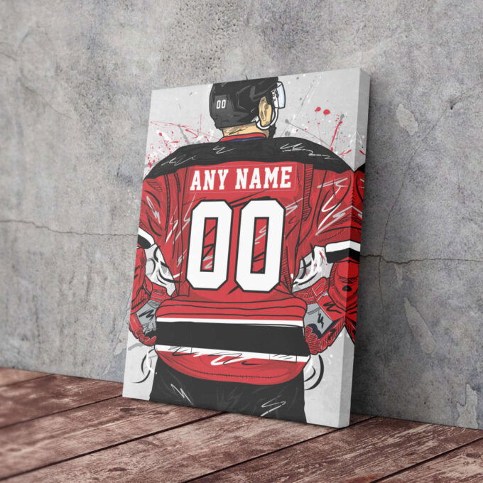 New Jersey Devils Jersey NHL Personalized Jersey Custom Name and Number Canvas Wall Art Home Decor Framed Poster Man Cave Gift