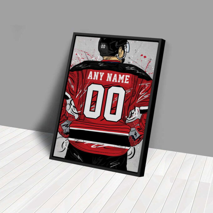 New Jersey Devils Jersey NHL Personalized Jersey Custom Name and Number Canvas Wall Art Home Decor Framed Poster Man Cave Gift